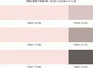 明度の変更で色相の統一をはかったままメリハリを